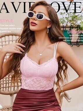 New Avidlove Lace Tank Top Lace Bralette Camisole - Baby Pink